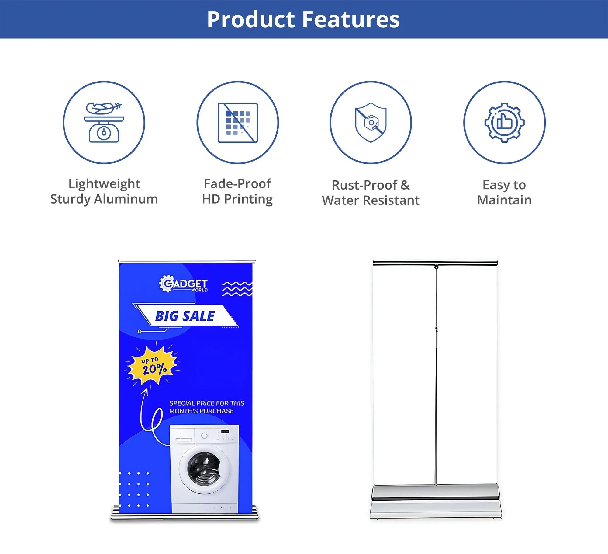 Silverstep Tabletop 24'' Retractable Banner Stand With Light 7