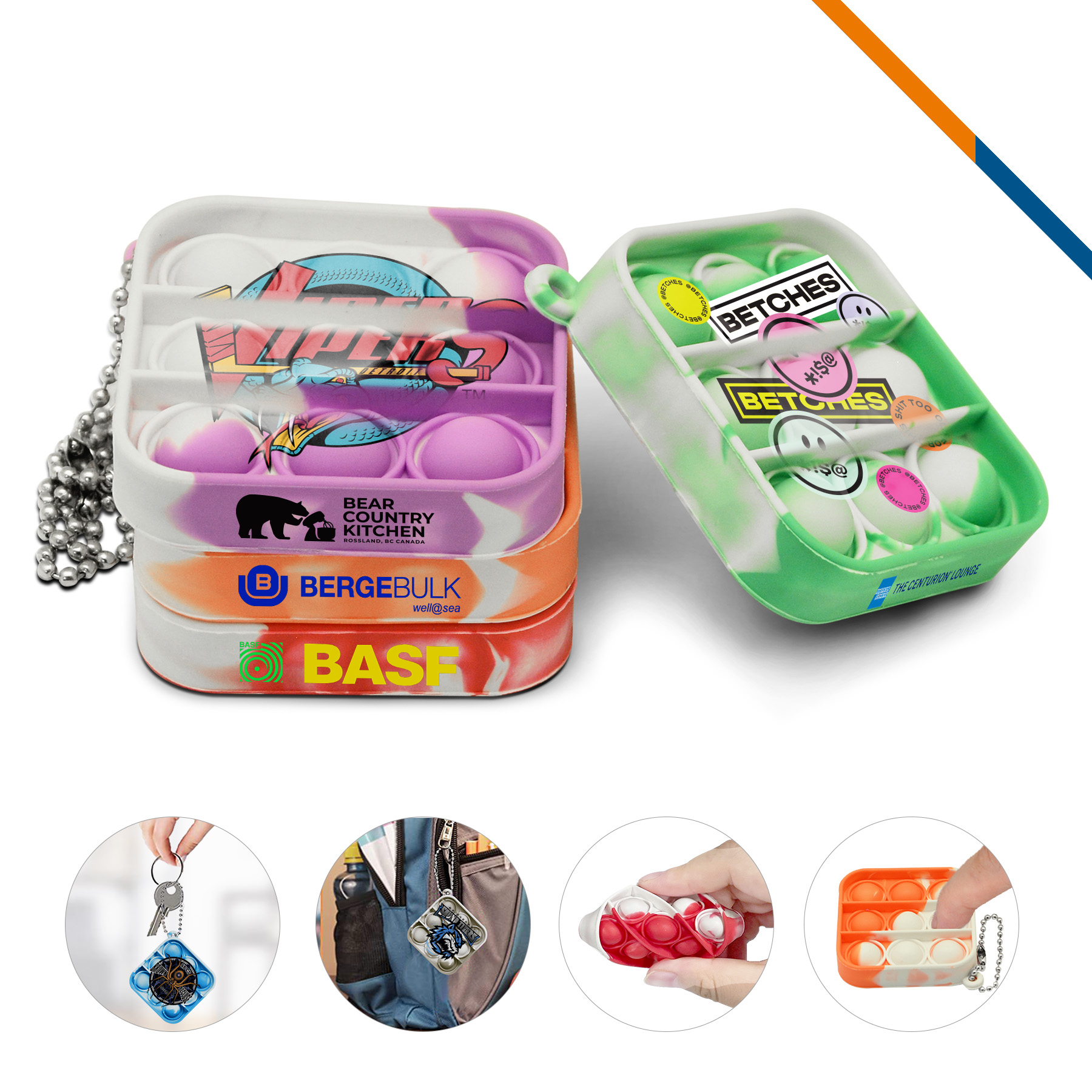 Mini Square Bubble Fidget Keychain 11