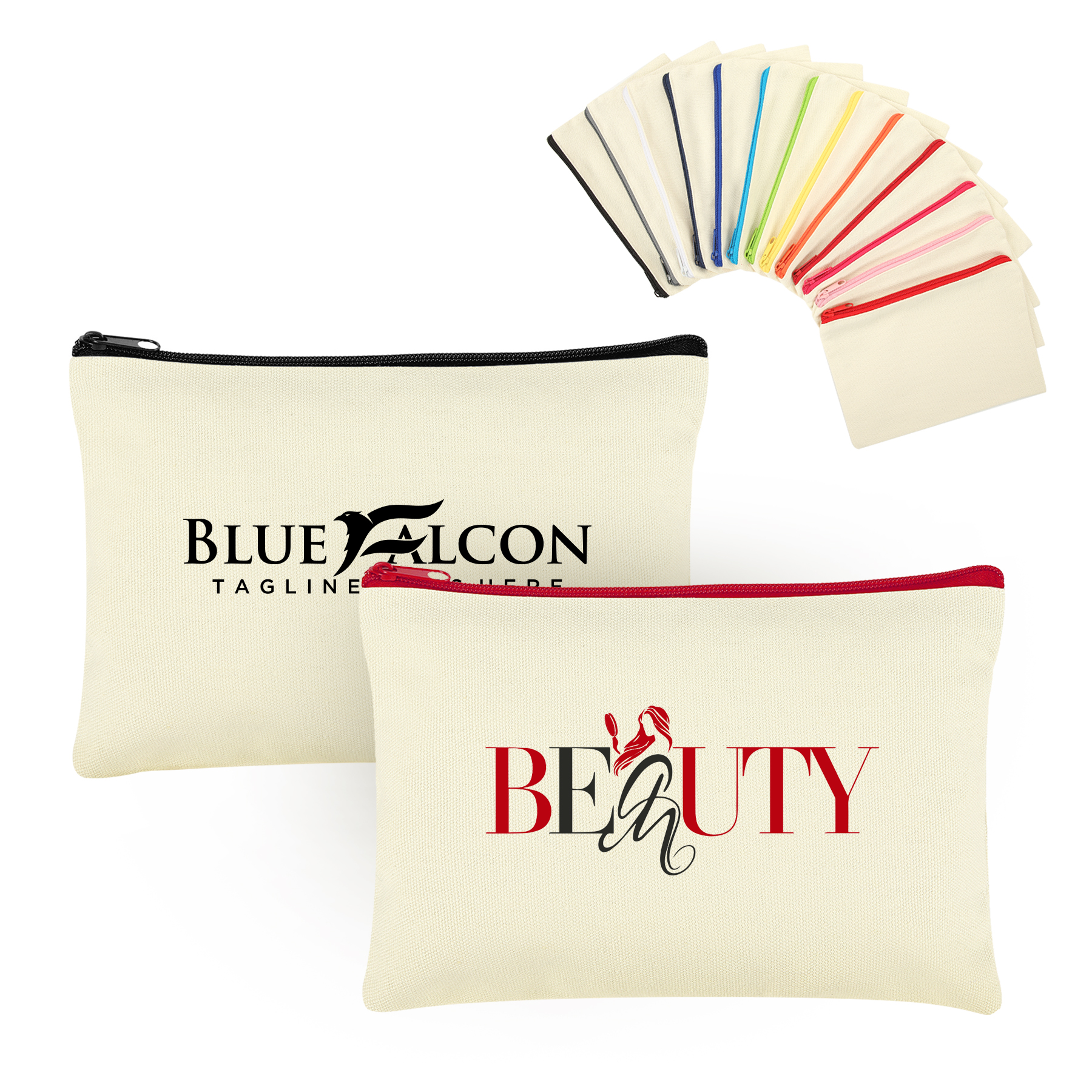 9" x 6" Cotton Canvas Zipper Pouch 14