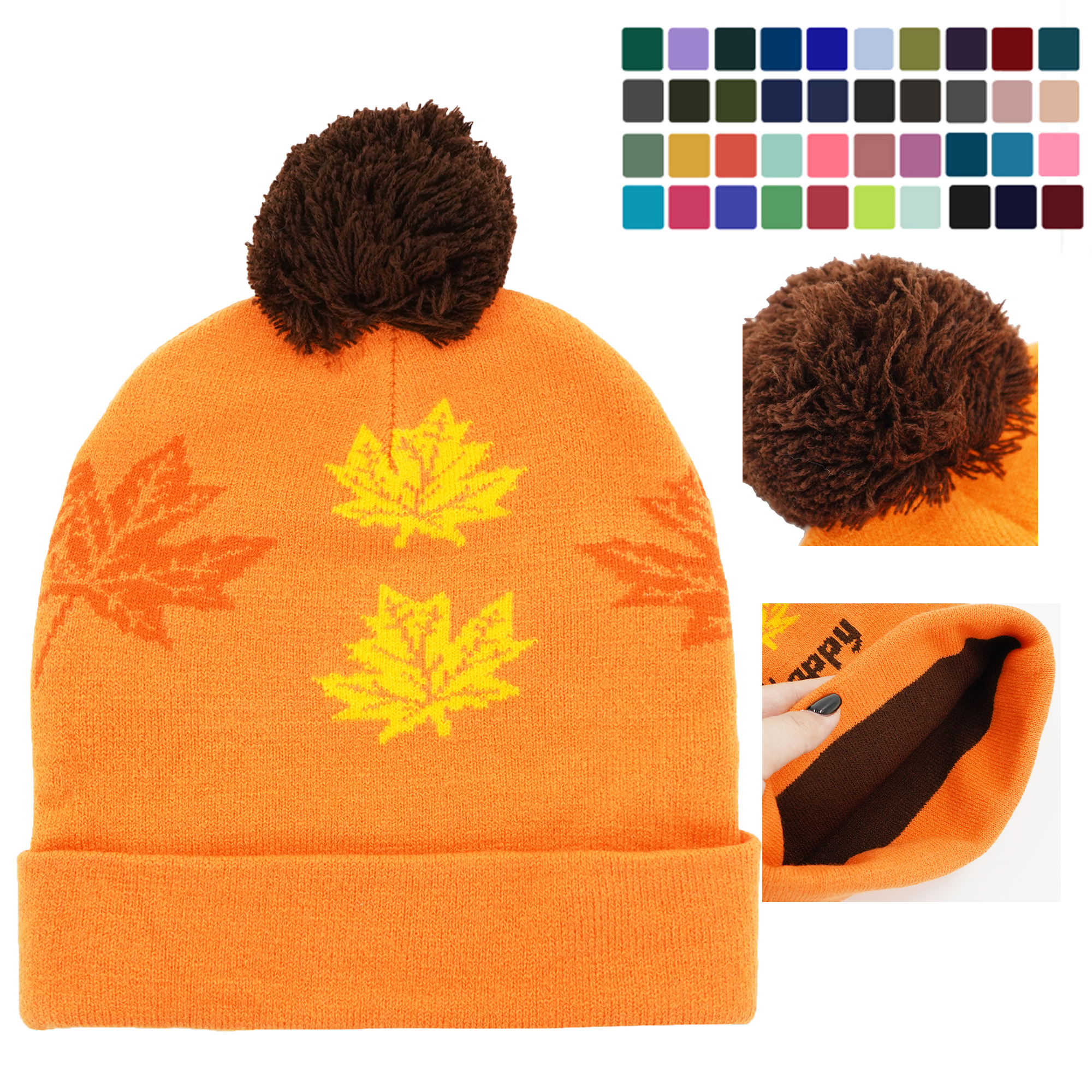 Warm Knitted Hat Band Pompoms 2