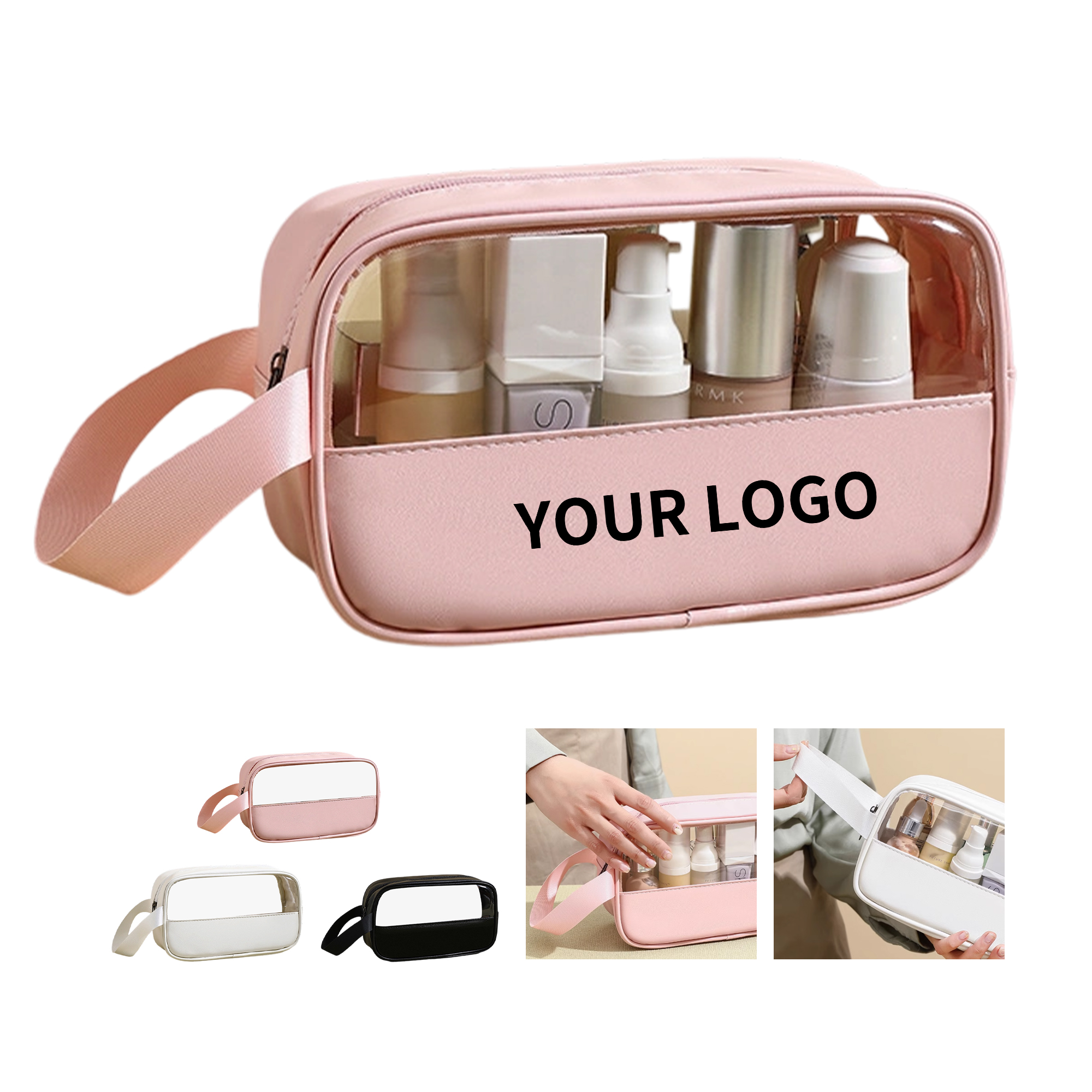 PVC PU Leather Transparent Makeup Storage Travel Bag 8