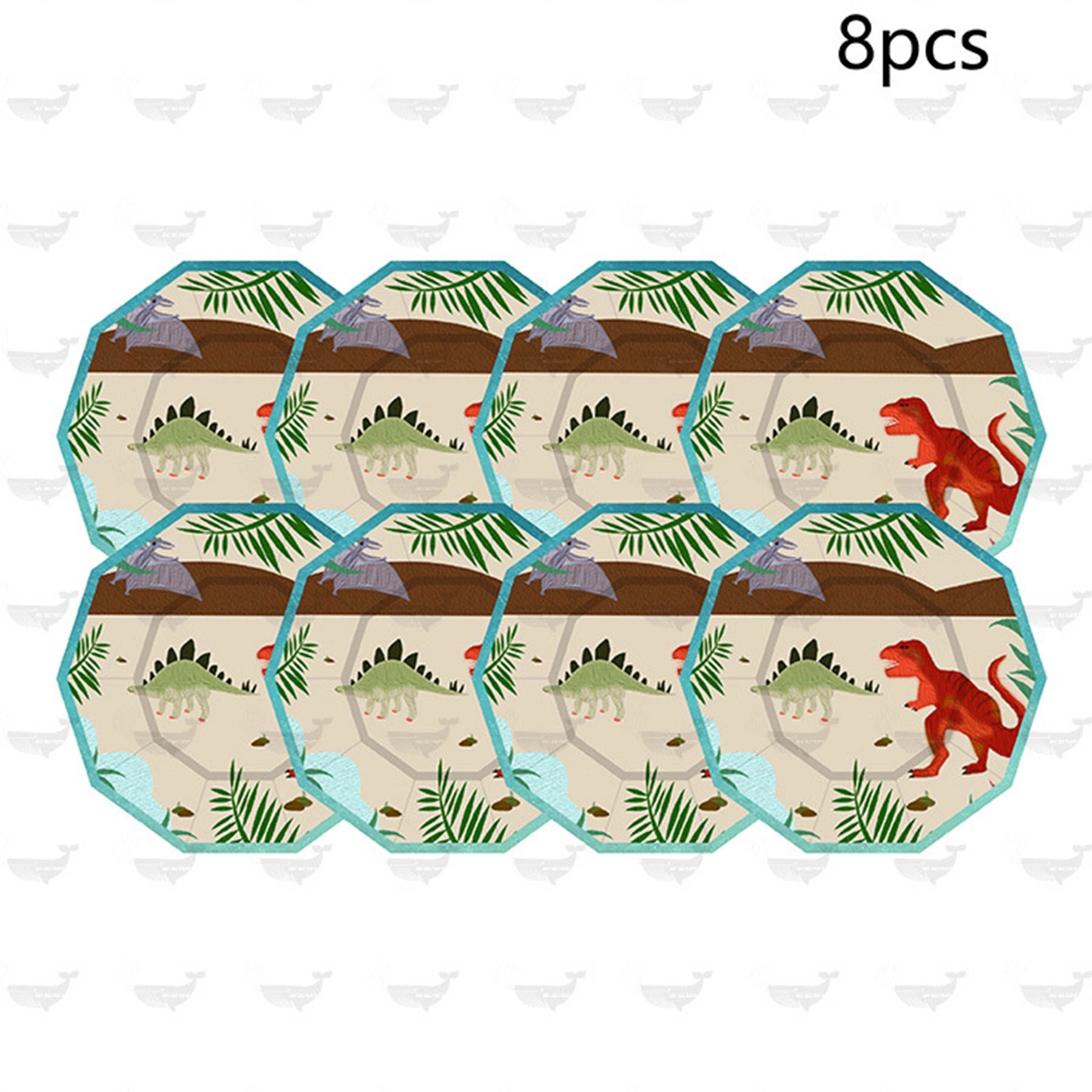 Dinosaur Party Supplies Set Serves 8 - Blue Paper Plates 11