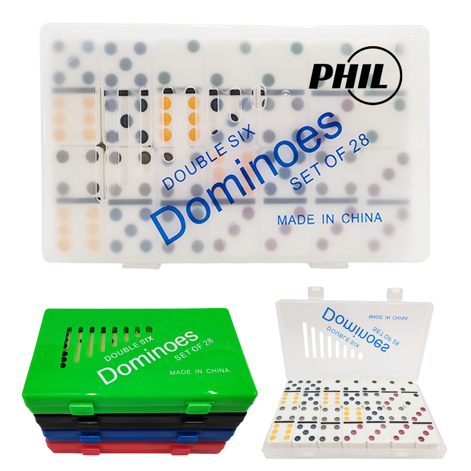 Double Six Standard Dominos Set 28 Tiles With Plastic Case
