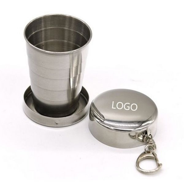 2.5 oz Stainless Steel Collapsible Cup W/ Keyring 1