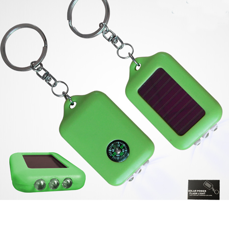 LED Keychain Solar Flashlight w/Compass 9