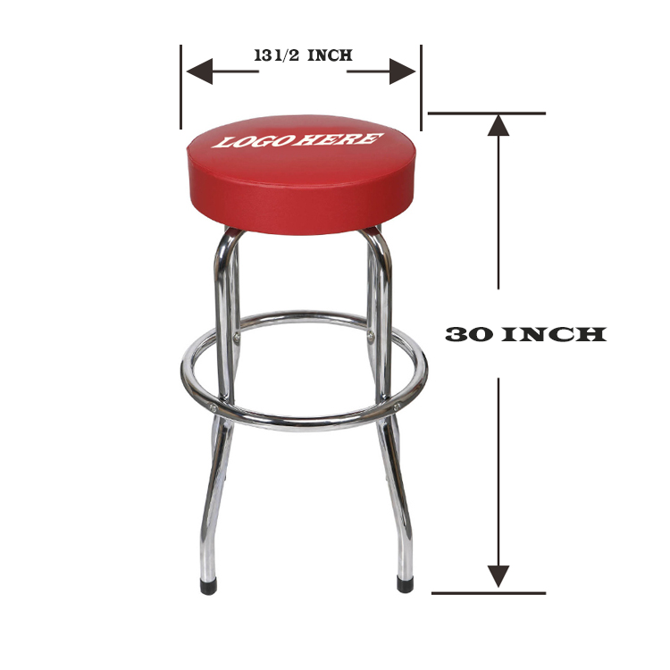 Single Ring Bar Stool with Chrome Frame and Swivel Seat 2