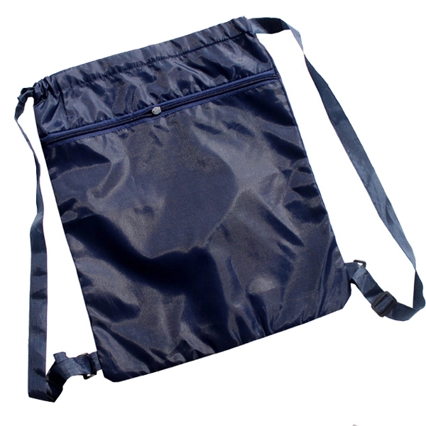 Front Zipper Drawstring Strap Bag 3