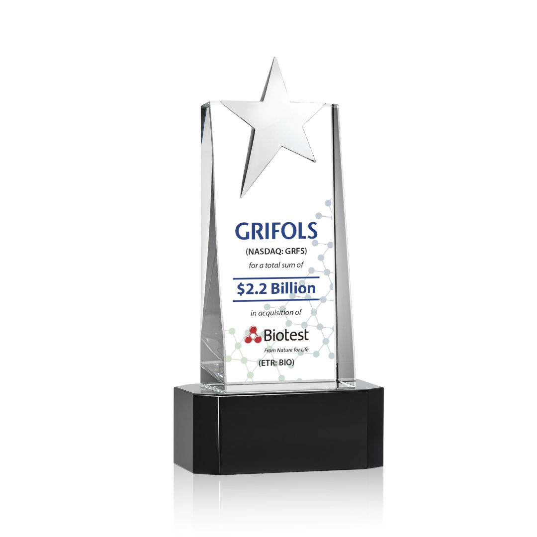 Fanshaw Silver Star VividPrint™ Award On Base - Black 9