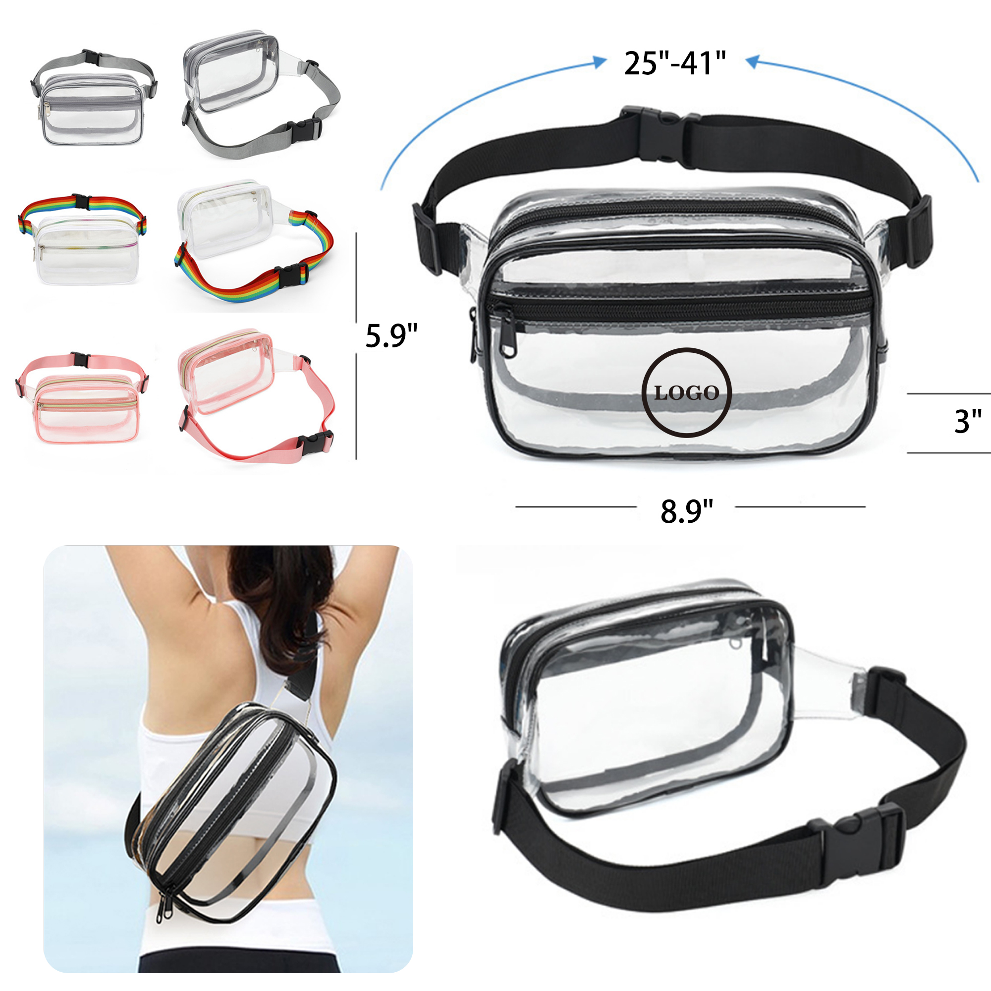 MOQ 50 PCS Durable Transparent Waist Bag 3