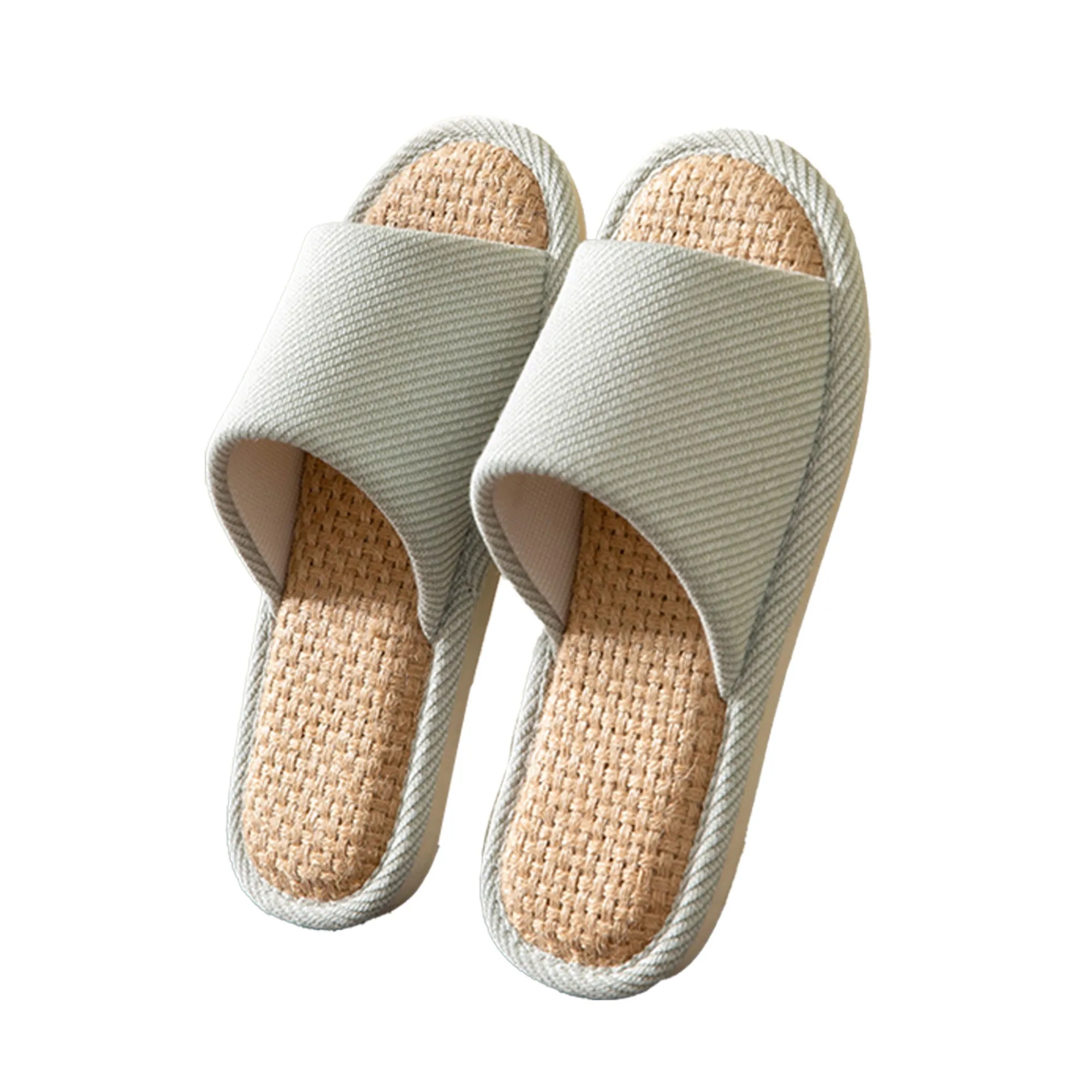 MOQ 30 Summer Linen Slippers Indoor Quiet Breathable 3