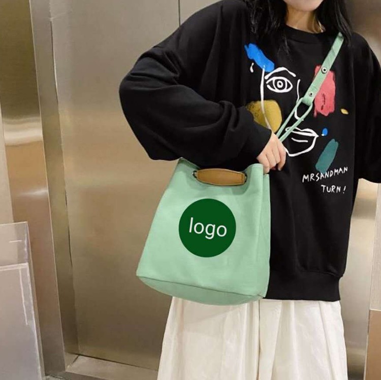 2-in-1 Canvas Crossbody Bag Shoulder Handbag Bucket Bag 7