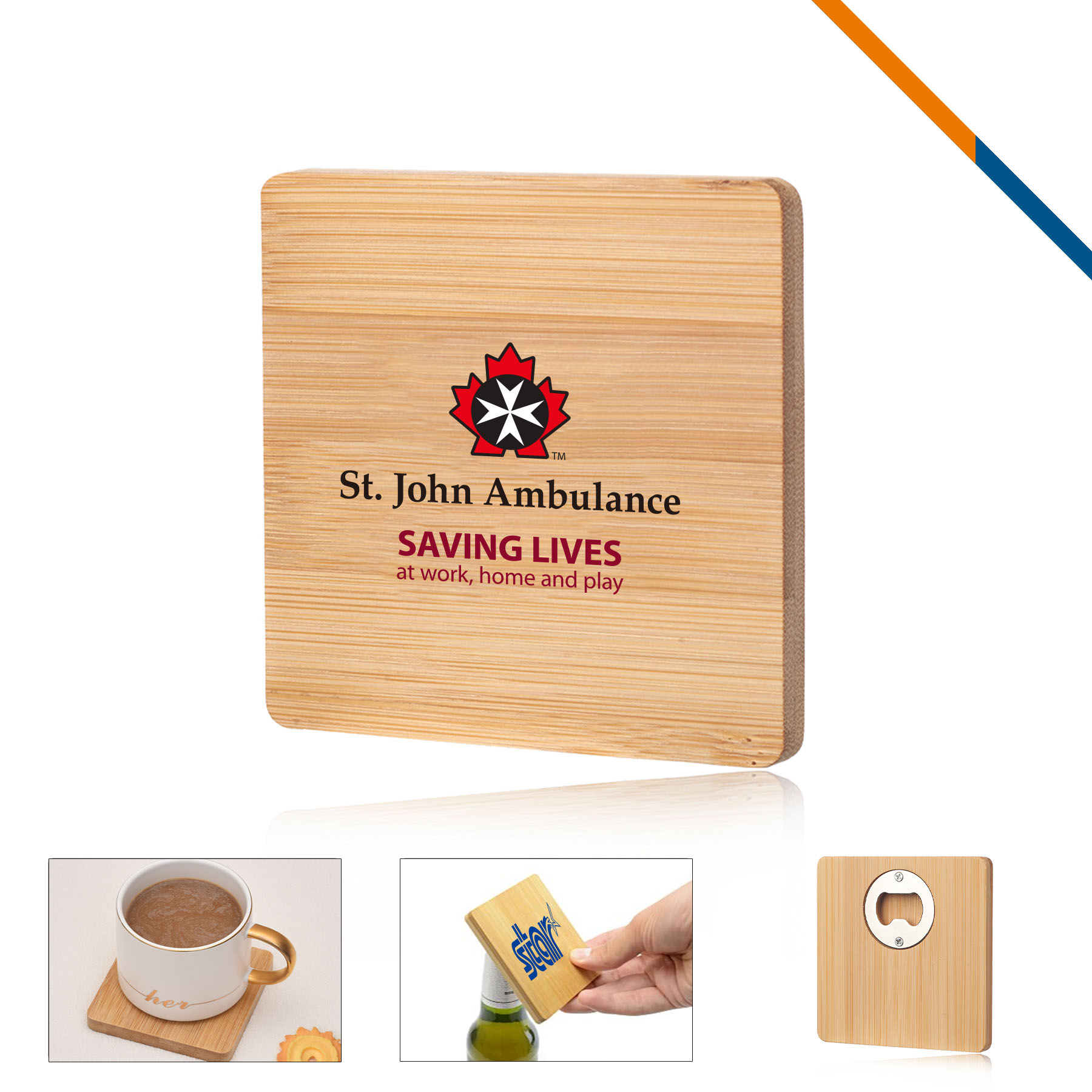 Caso 2in1 Bamboo Coaster Bottle Opener 2