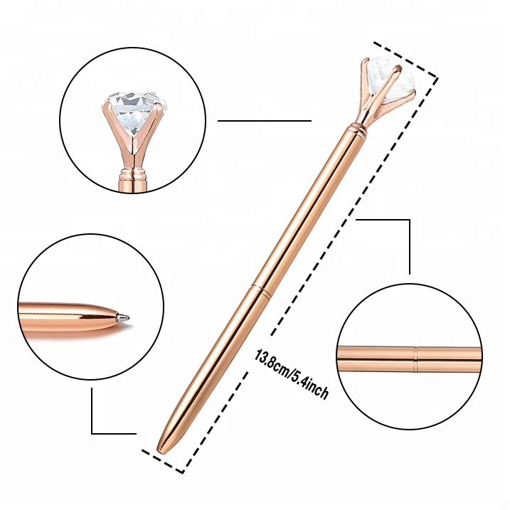 Metal Ballpoint Pen - Crystal Diamond Top 6