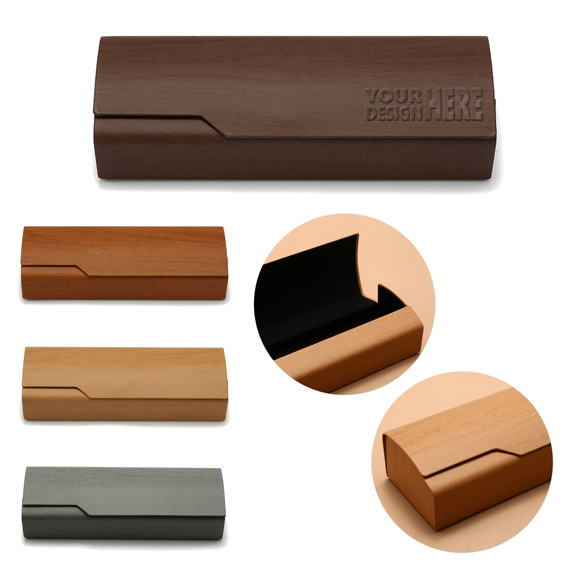 MOQ 10pcs Wooden Grain Glasses Case 3