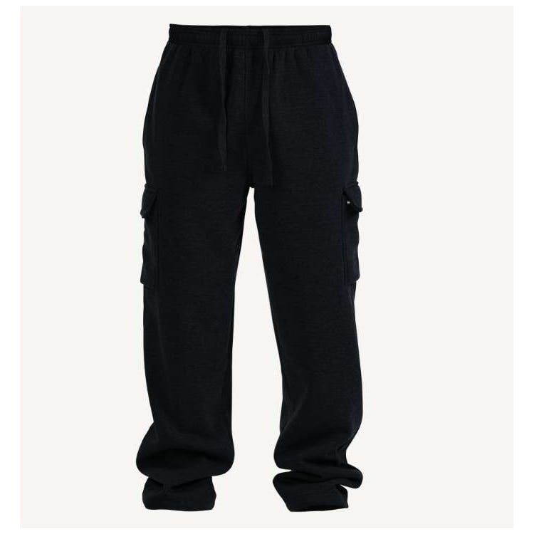 Men's Open Leg Fleece Cargo Sweatpants - Size 3XL-5XL Black 2