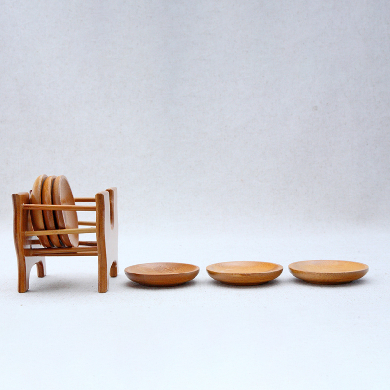 6-Piece Bamboo Tea Cup Coaster Set 5