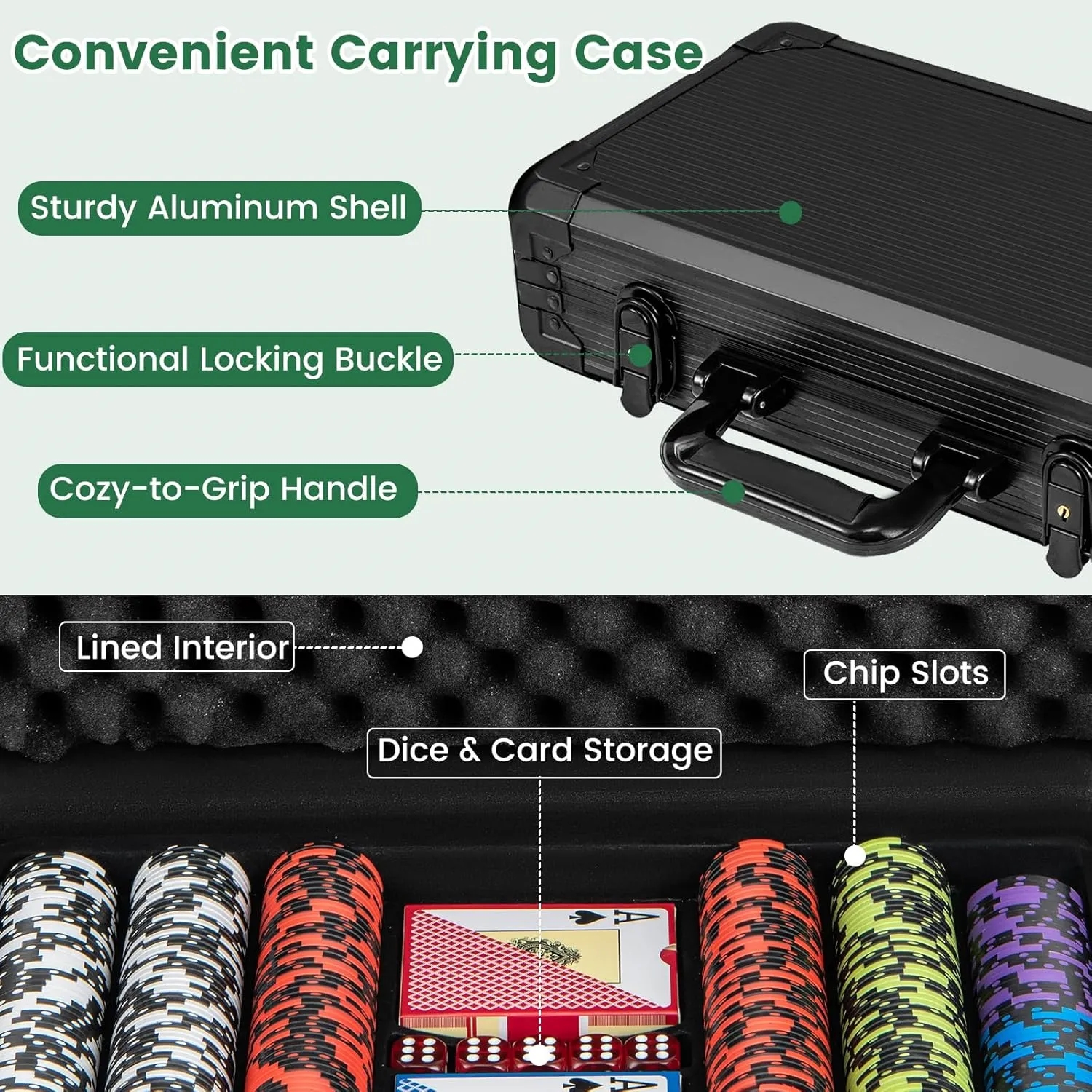 300 PCS 14 Gram Clay Poker Chips w/ Aluminum Case 8