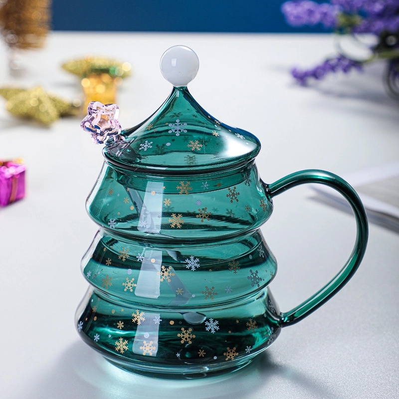 13/16 OZ. Glass Christmas Tree Tea Coffee Mug & Gift Cup 13