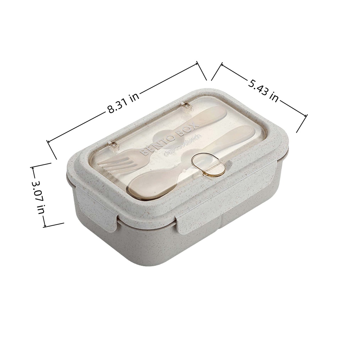 Simple Microwaveable Bento Box With Fork And Spoon 2