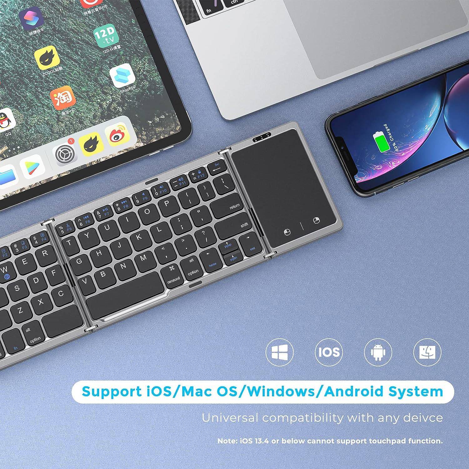 Triple Fold Folding Wireless Keyboard Lightweight and Portab 3