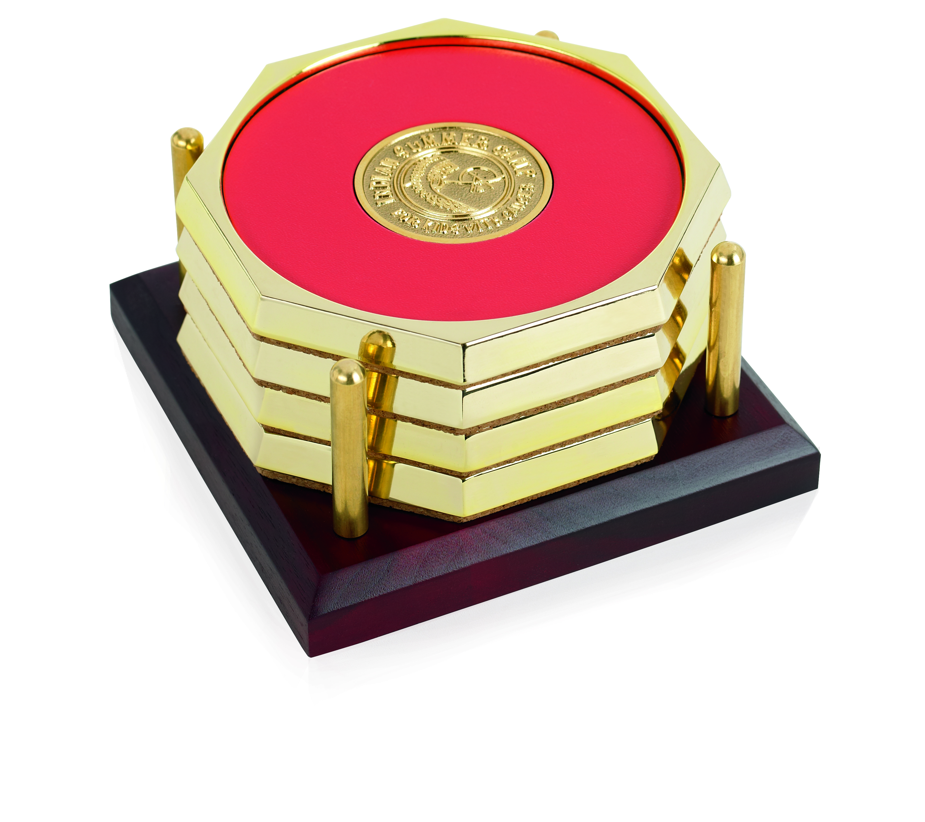 JAFFA® Four Octagon Coasters with Solid Cherry Tray 1
