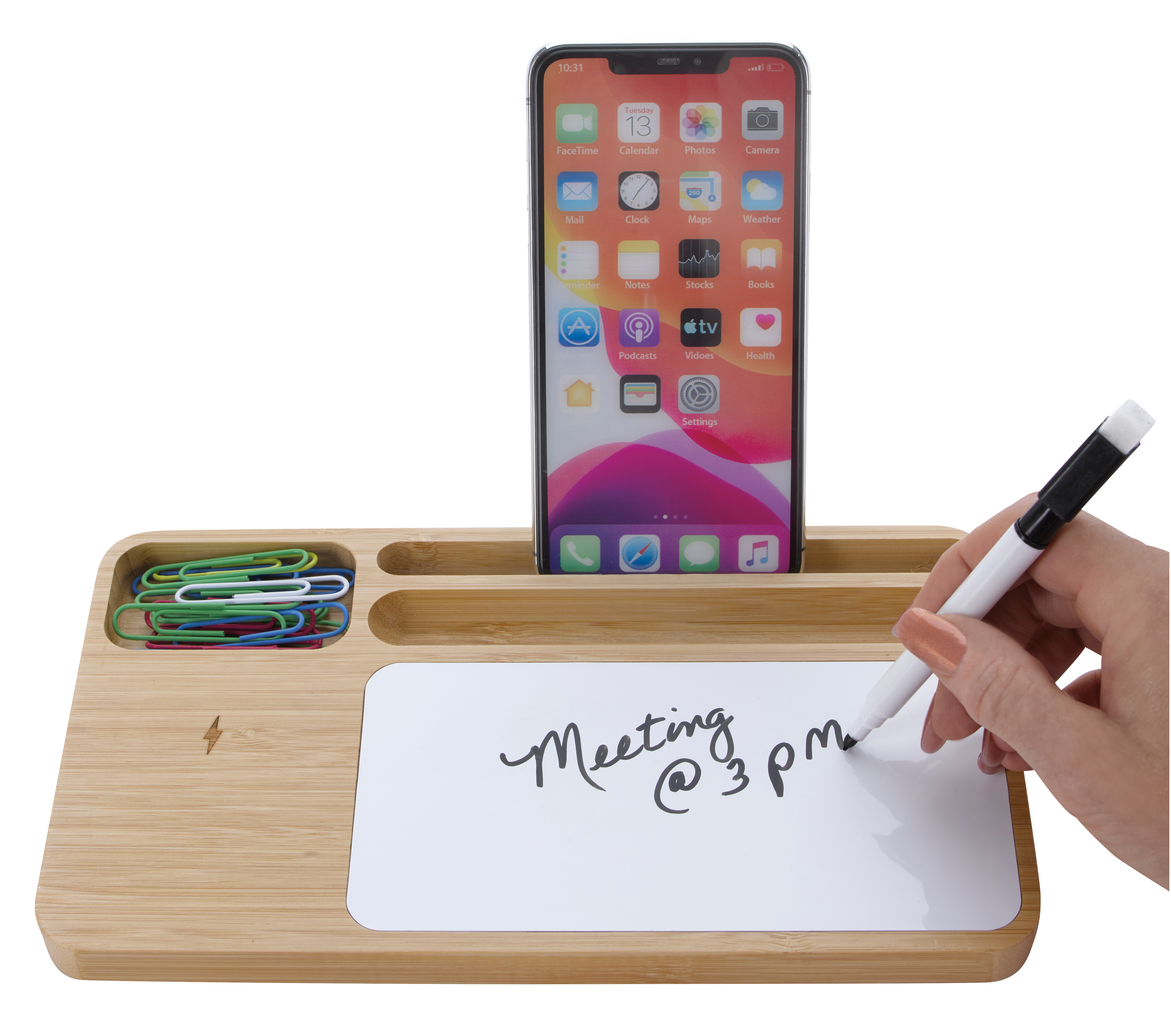 Bamboo 10W Wireless Charging Base with Dry Erase Board 89