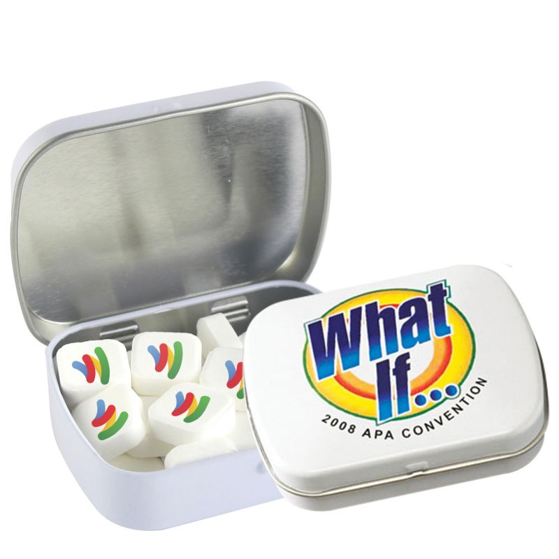 Domed Tin - Imprinted Square Mints 2