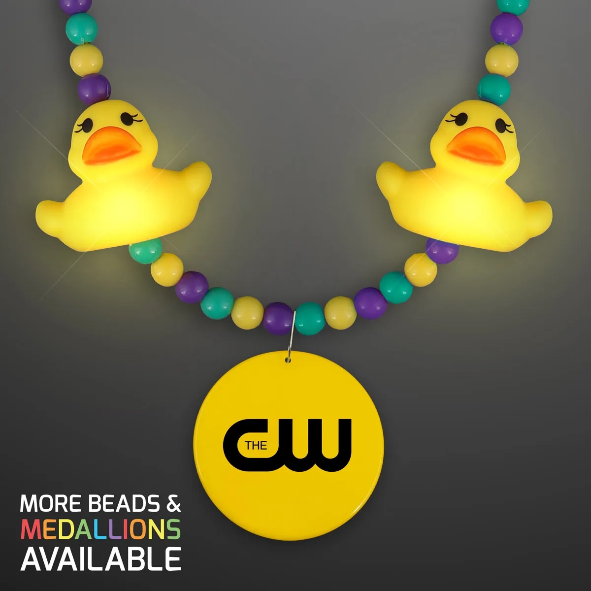 Light Up Rubber Ducky Beads Necklace with Yellow Medallion 2