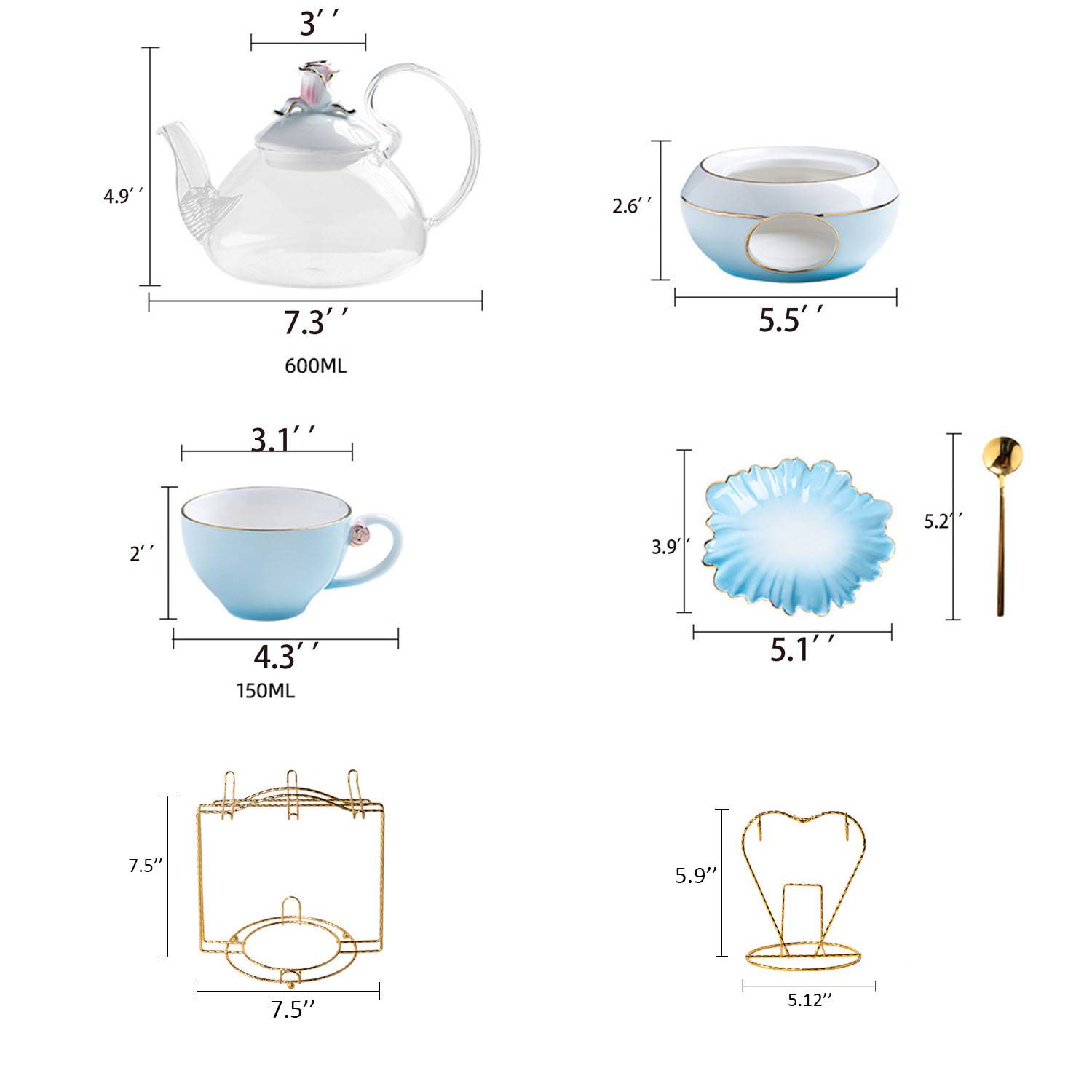 Flower Tea Cup Pot Set 2