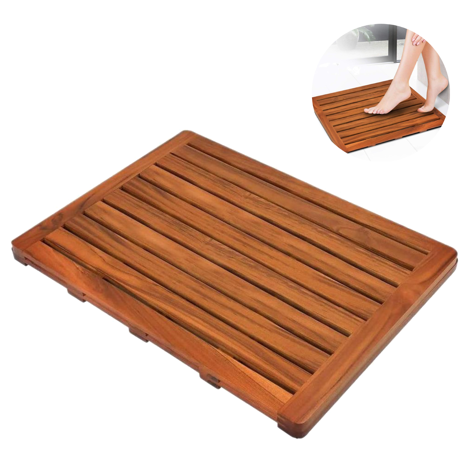Bathroom Wooden Shower Drainage Anti Slip Mat 6
