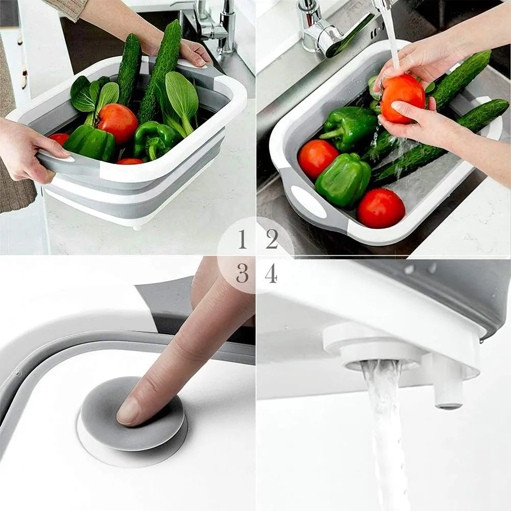Multifunctional Kitchen Collapsible Cutting Board Basket 3