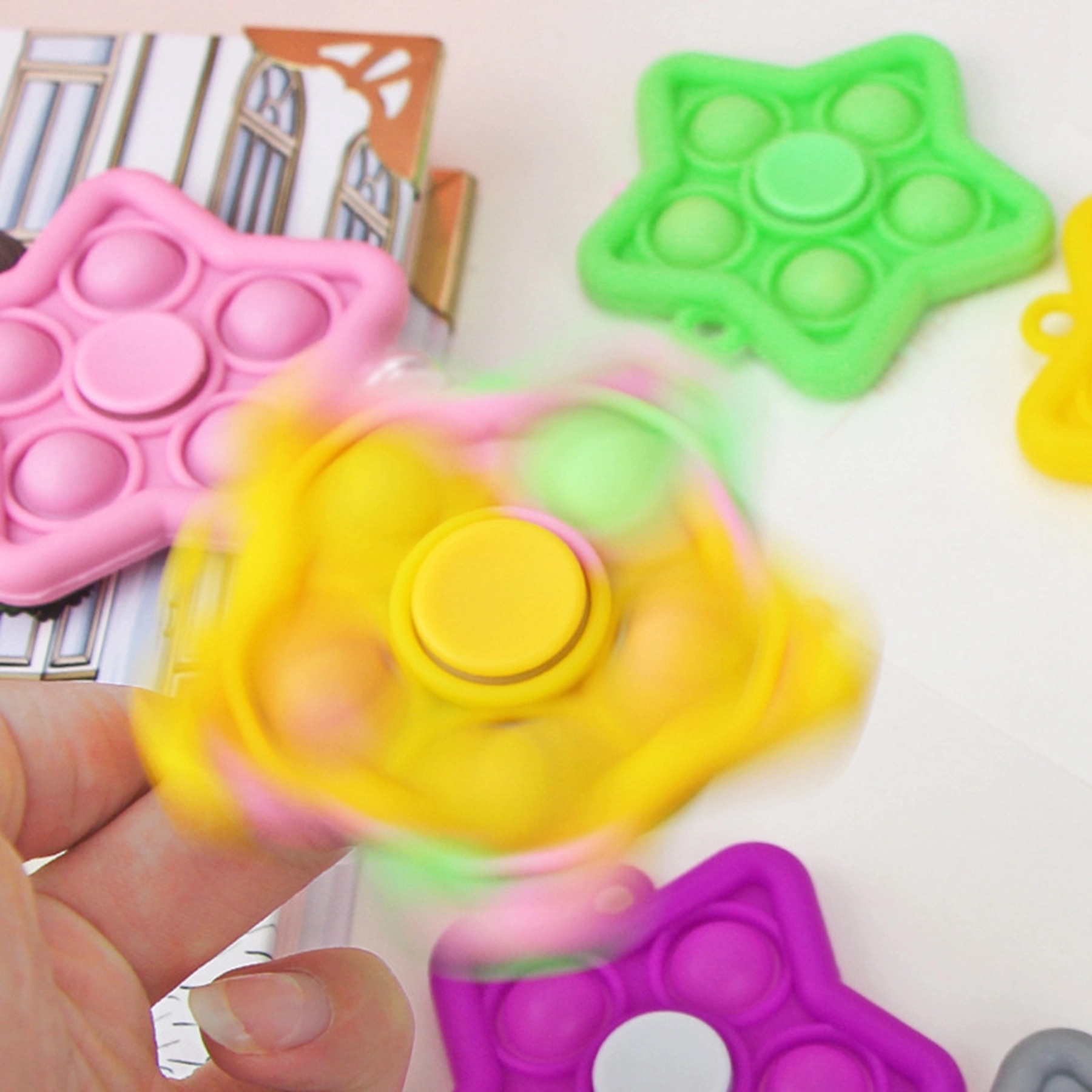 Multi Color Star Shape Push Bubble Fidget Spinner 14