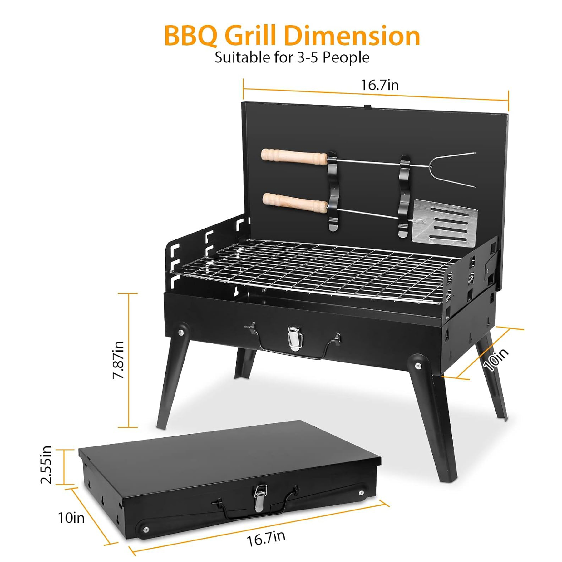Portable Folding Camping Grill with BBQ Accessories 4