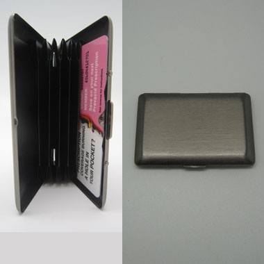 Brushed Gun Metal Card Holder w/ Compartments 1
