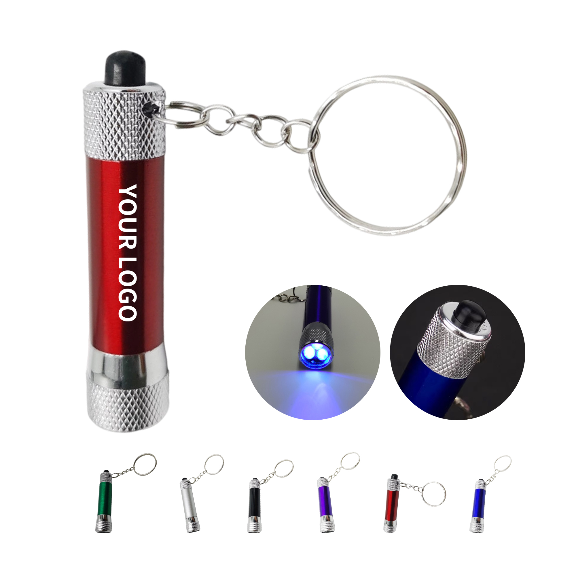 Aluminum Alloy Mini Flashlight With 5 LED And Swivel Keychain 2
