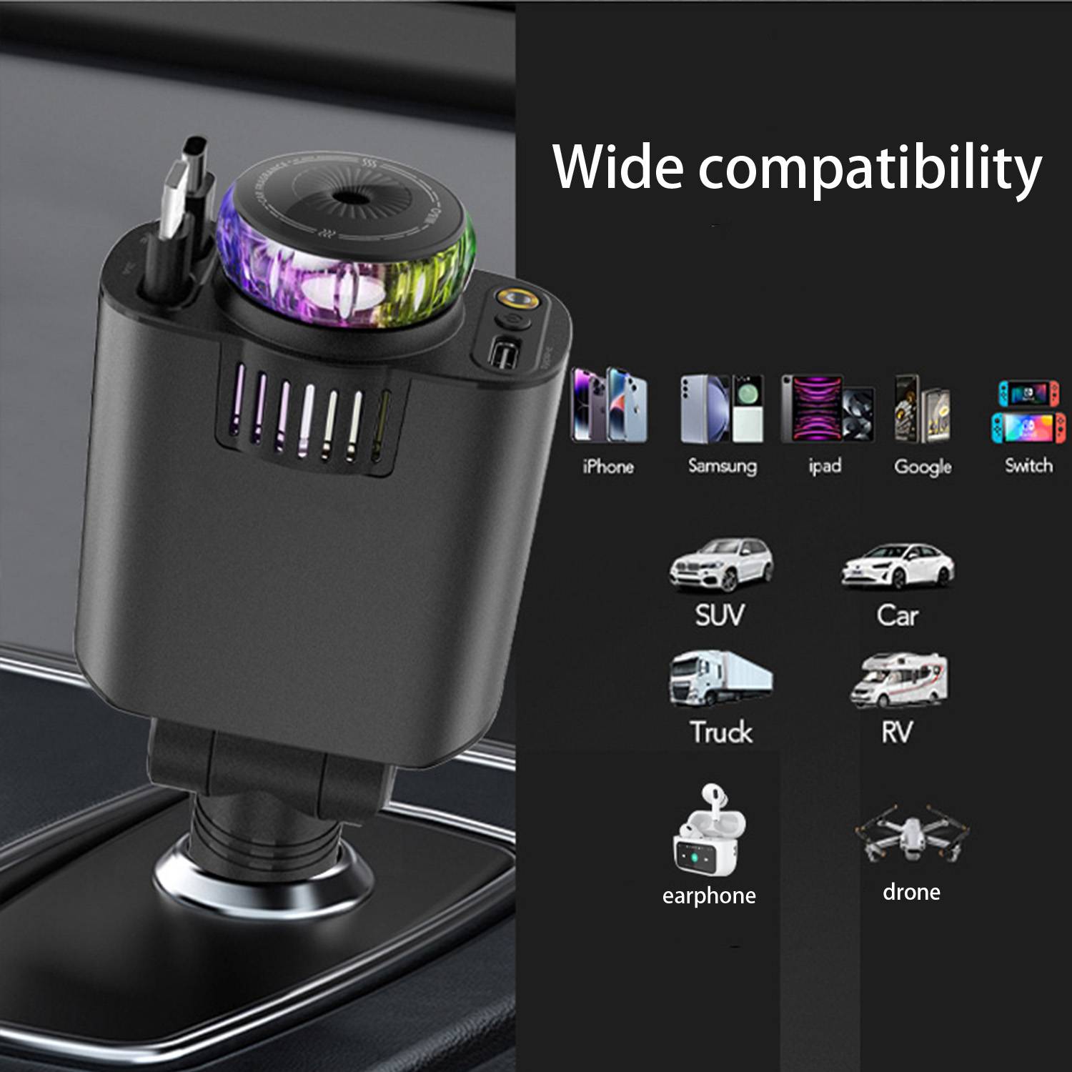 5-in-1 Retractable 45W Car Charger Adapter – Fast & Durable 2