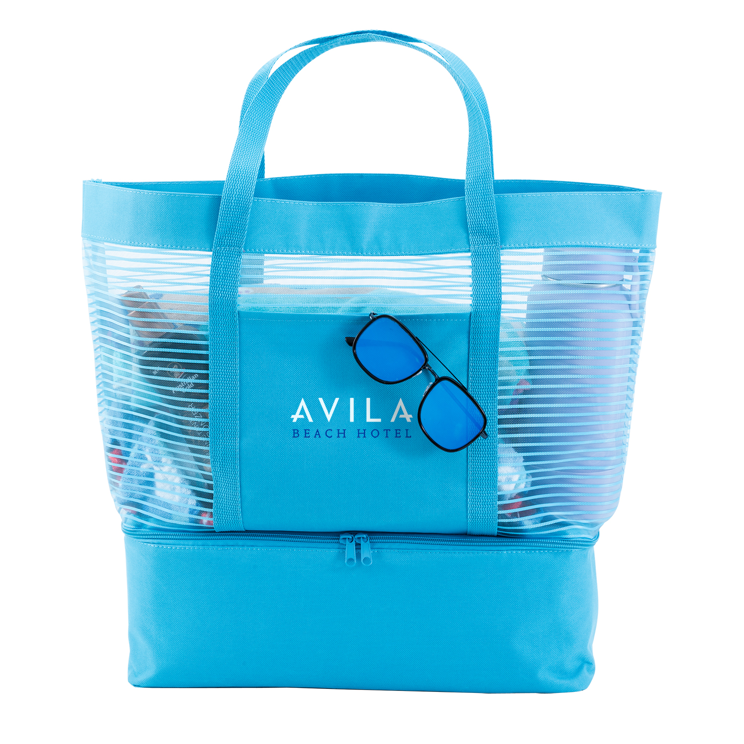 2 in 1 Striped Mesh Beach Bag Cooler 8