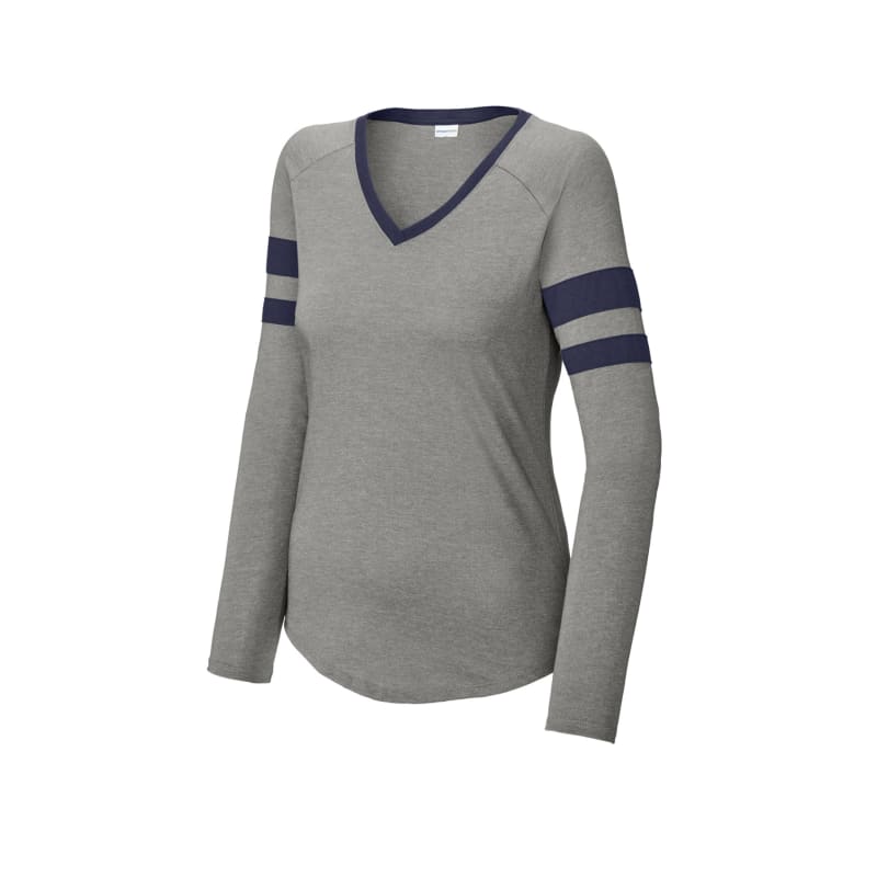 Sport-Tek Women's Halftime Stripe Long Sleeve V-Neck Tee 20