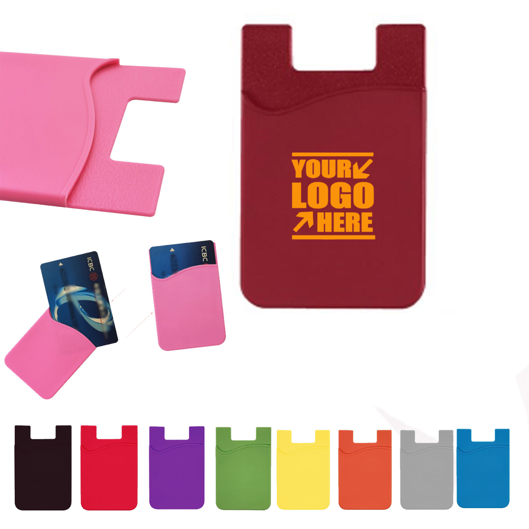Silicone Card Case Wallet Phone Sticker Holder 2