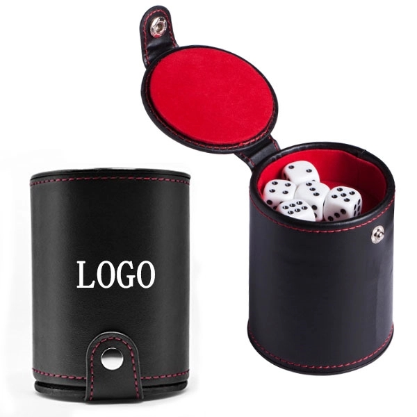 PU Leather Dice Cup Set with Storage Compartment 3