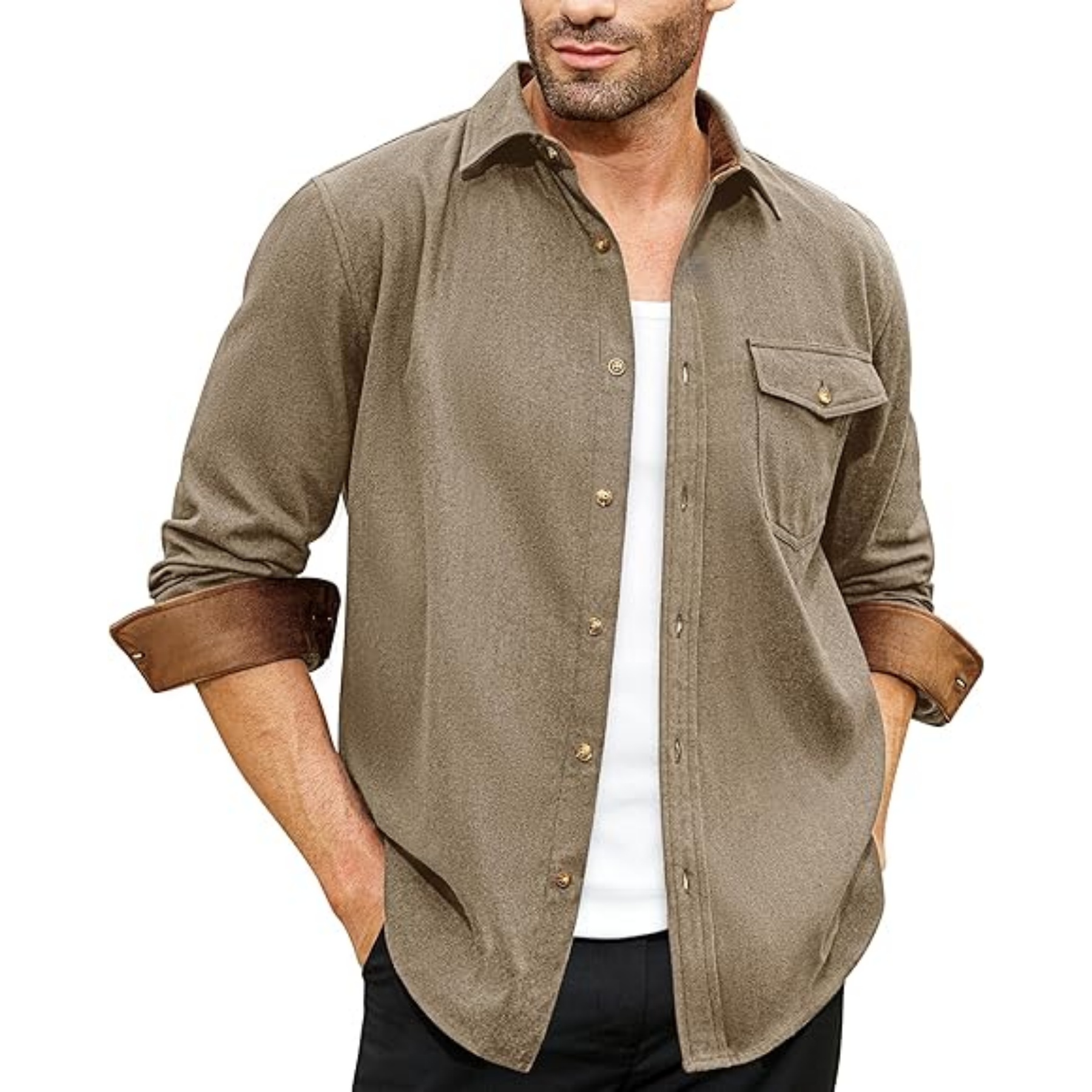 Man Long Sleeve Casual Jacket, custom dress shirt with logo imprint 16