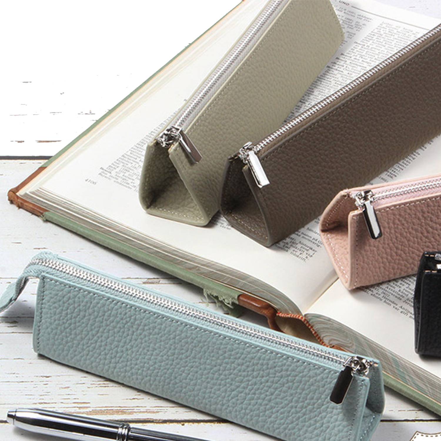 Genuine Leather Stationery Zipper Bag 5