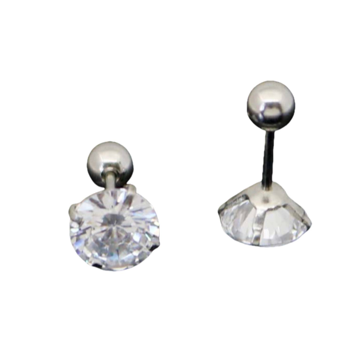 Stainless Steel Cubic Zirconia Hoop Earrings 2