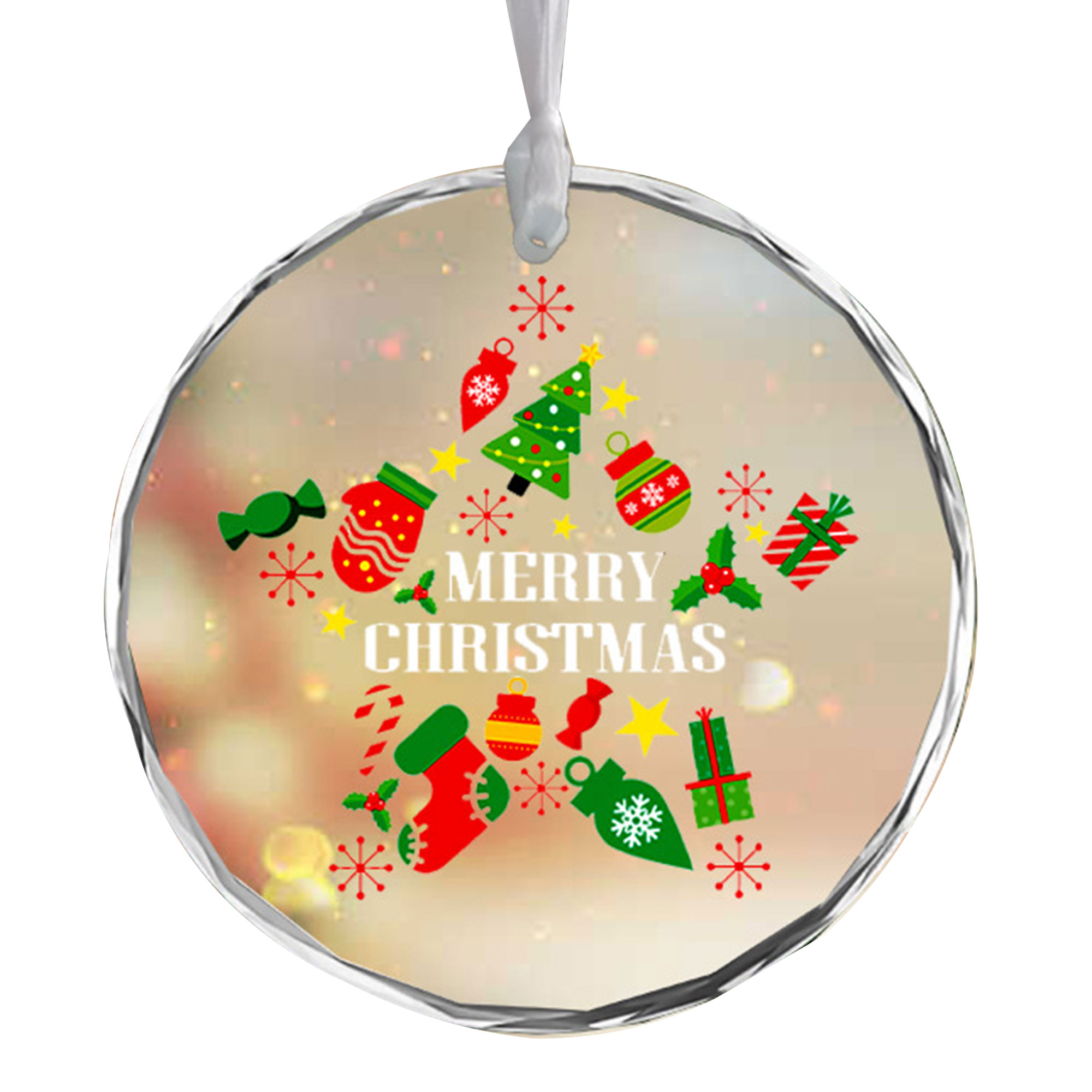 Personalized Custom Text Glass Christmas Ornament 4