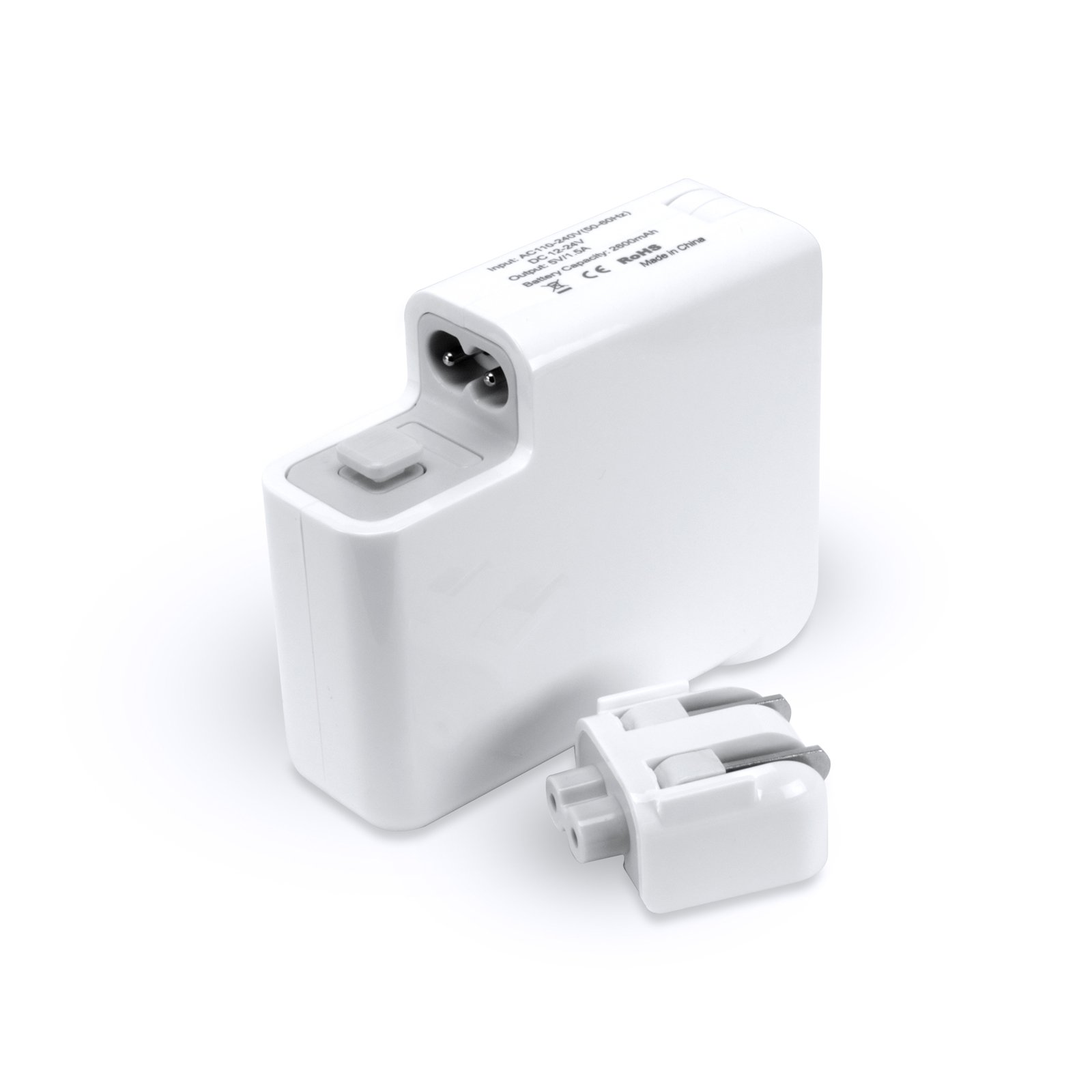 3-in-1 Car & Wall Charger with 2600mAh Power Bank & Dual USB 5