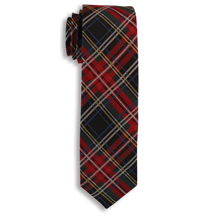 Red & Black City Collection Plaid Narrow Tie 2