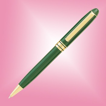 Ebony Brass Ball Point Pen - Green w/Gold Accent 1