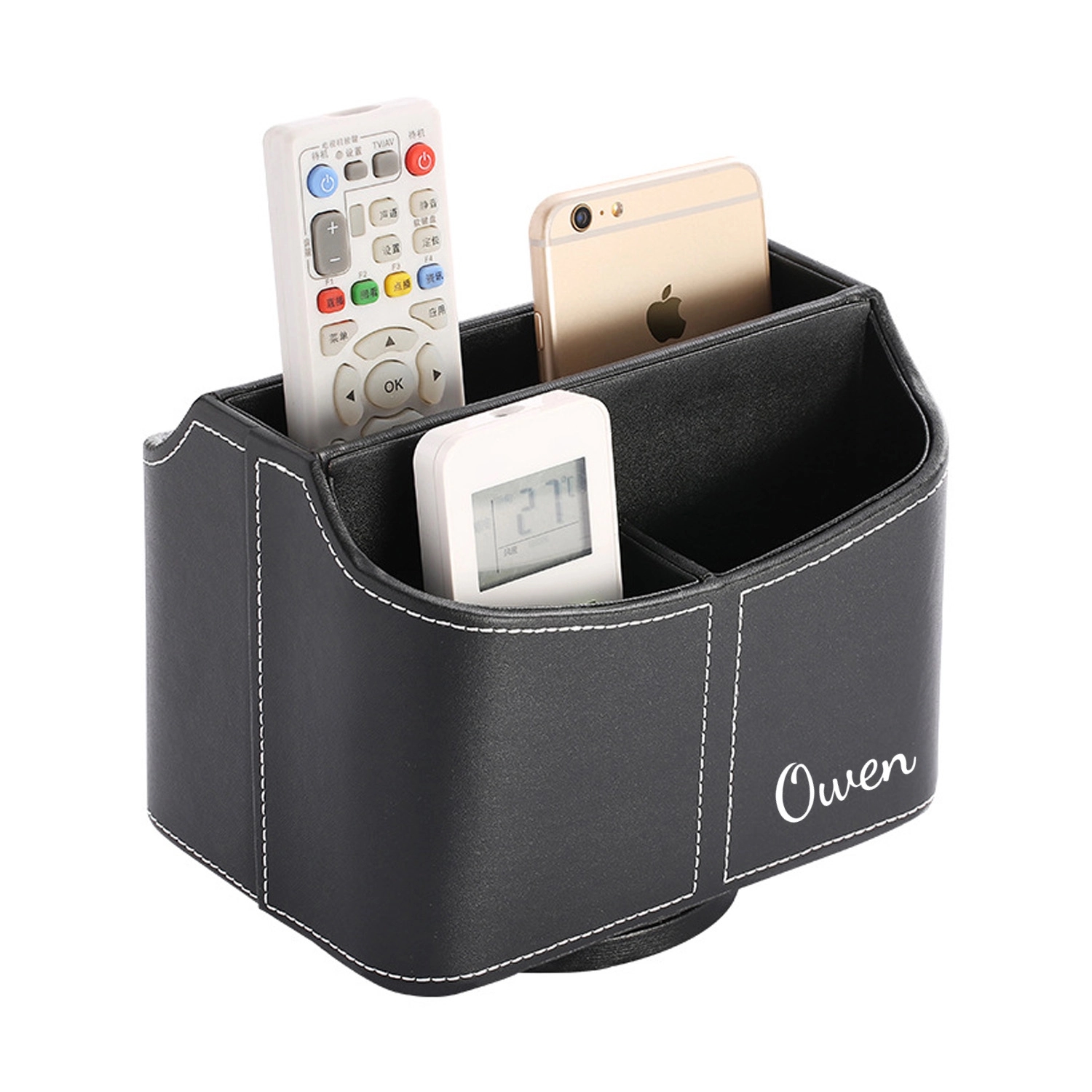 PU Leather Spinning Desk Organizer 2