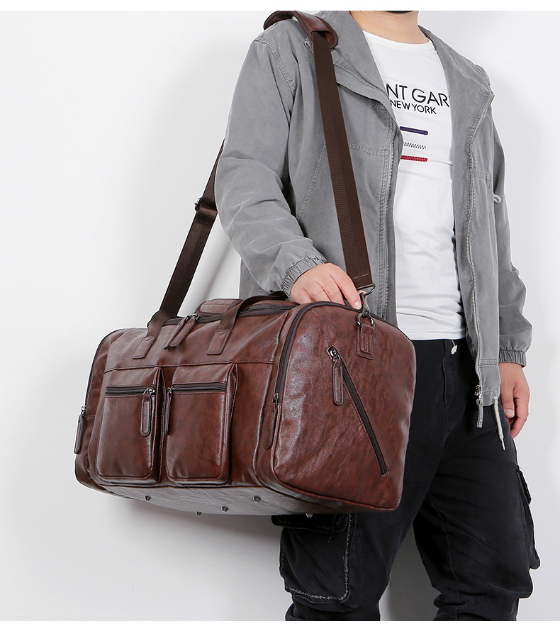 Pu Briefcase Men's Luggage Oversize Travel Duffel Bag 4