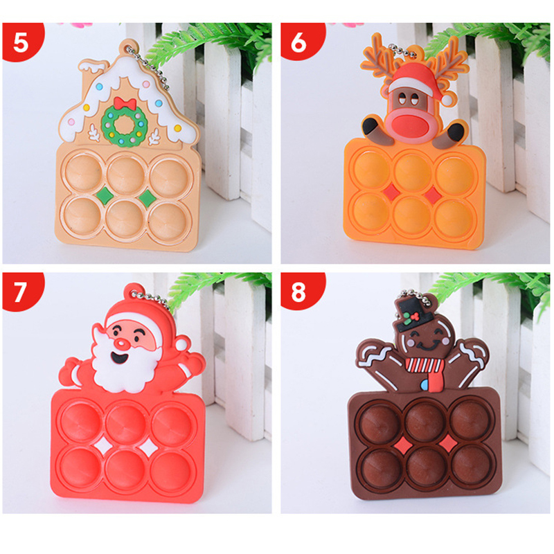Silicone Christmas Mini Pop Bubble Fidget Toy Bubble Keychain 14